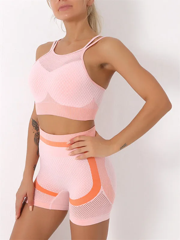 Greta Women's Quick-Drying Tight Seamless Backless Camisole   Shorts Yoga Suit