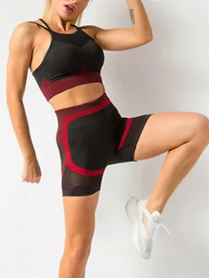 Greta Women's Quick-Drying Tight Seamless Backless Camisole   Shorts Yoga Suit