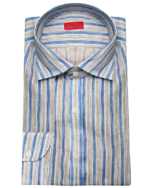Grey and Blue Stripe Sport Shirt