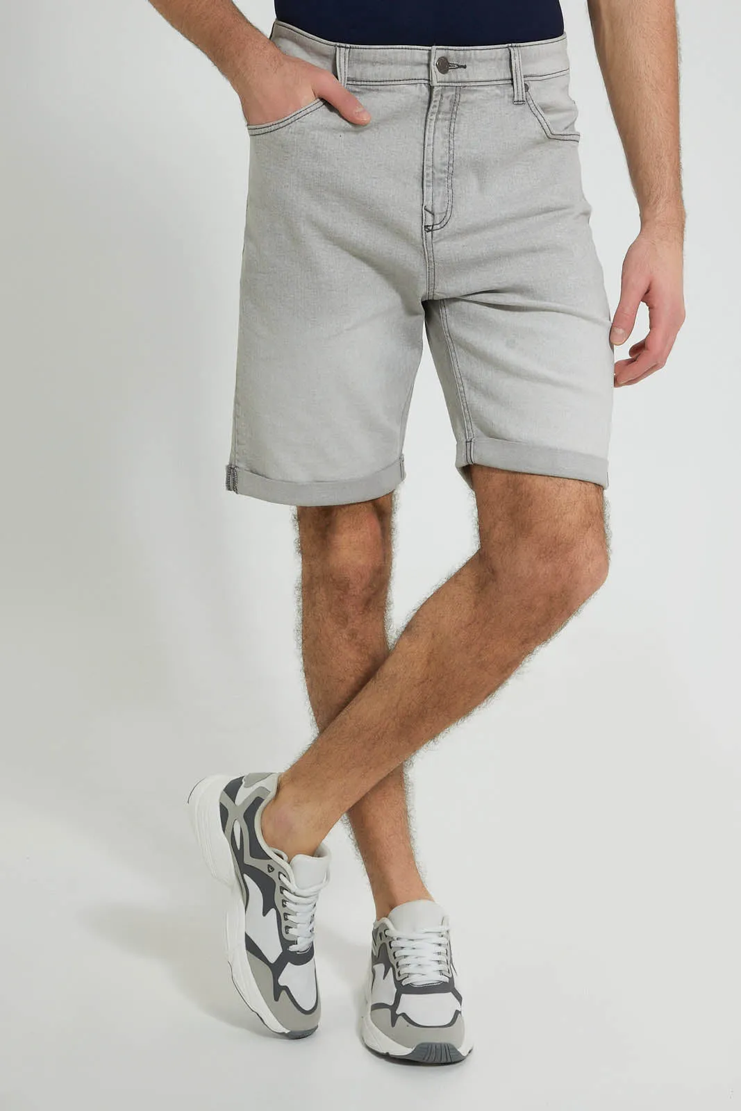 Grey Denim Shorts