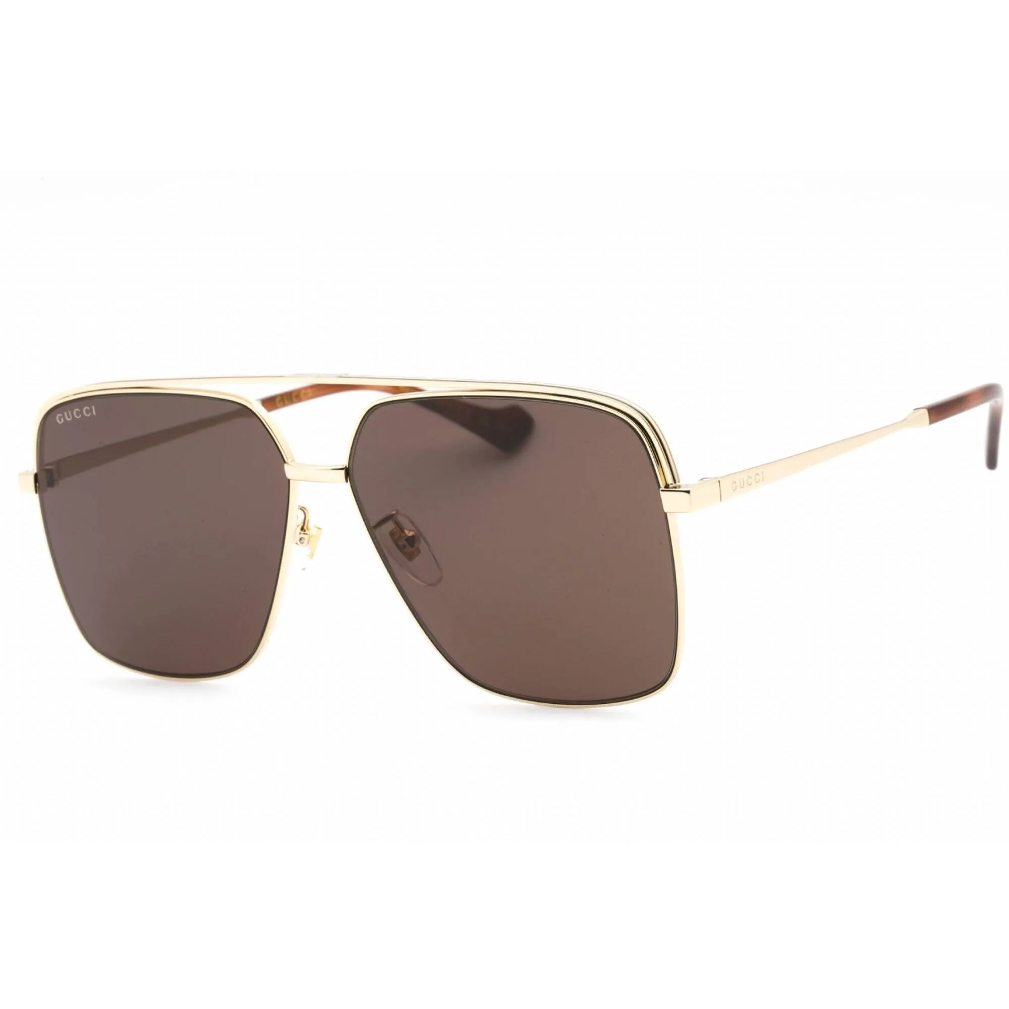 Gucci Men's Sunglasses - Gold Navigator Full Rim Metal Frame Brown Lens | GG1099SA 003