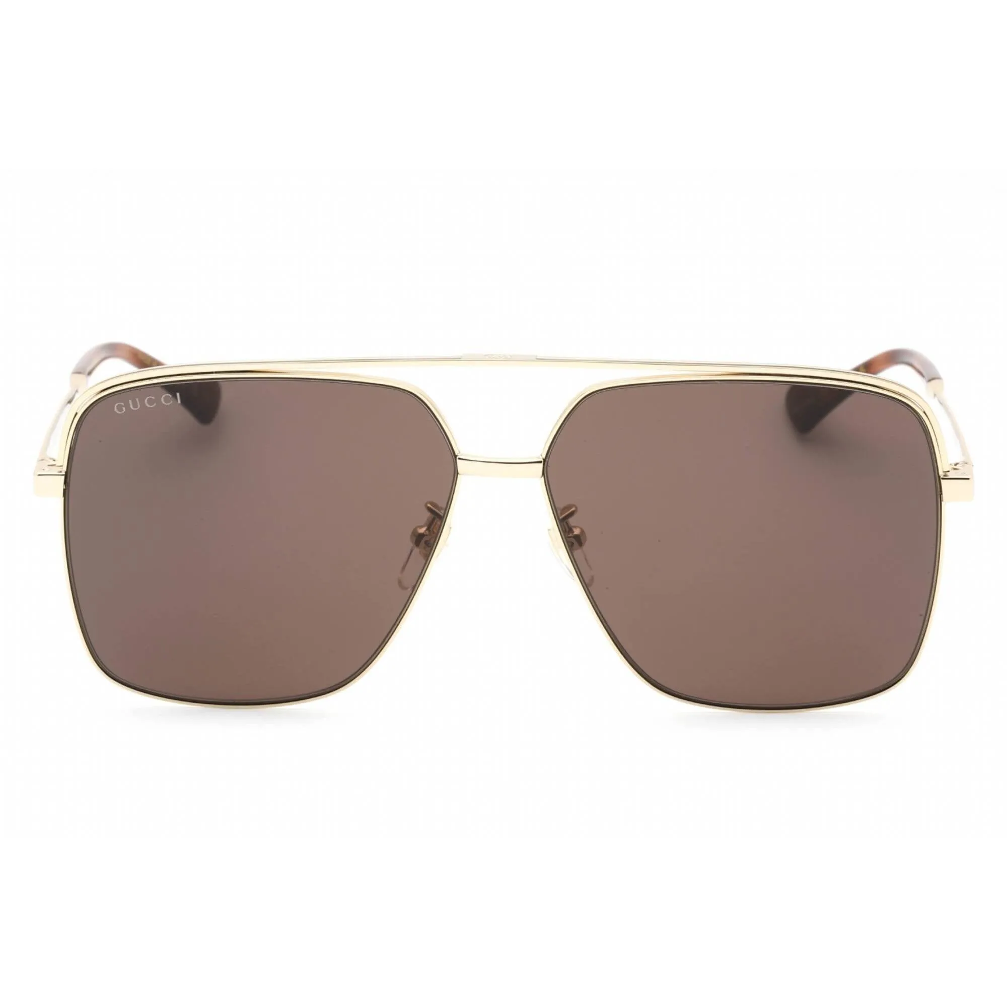 Gucci Men's Sunglasses - Gold Navigator Full Rim Metal Frame Brown Lens | GG1099SA 003