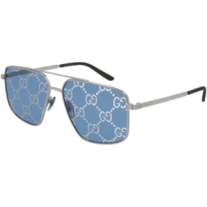 Gucci Men's Sunglasses - Mirrored Lens Silver Pilot Shaped Metal Frame | GG0941S 004