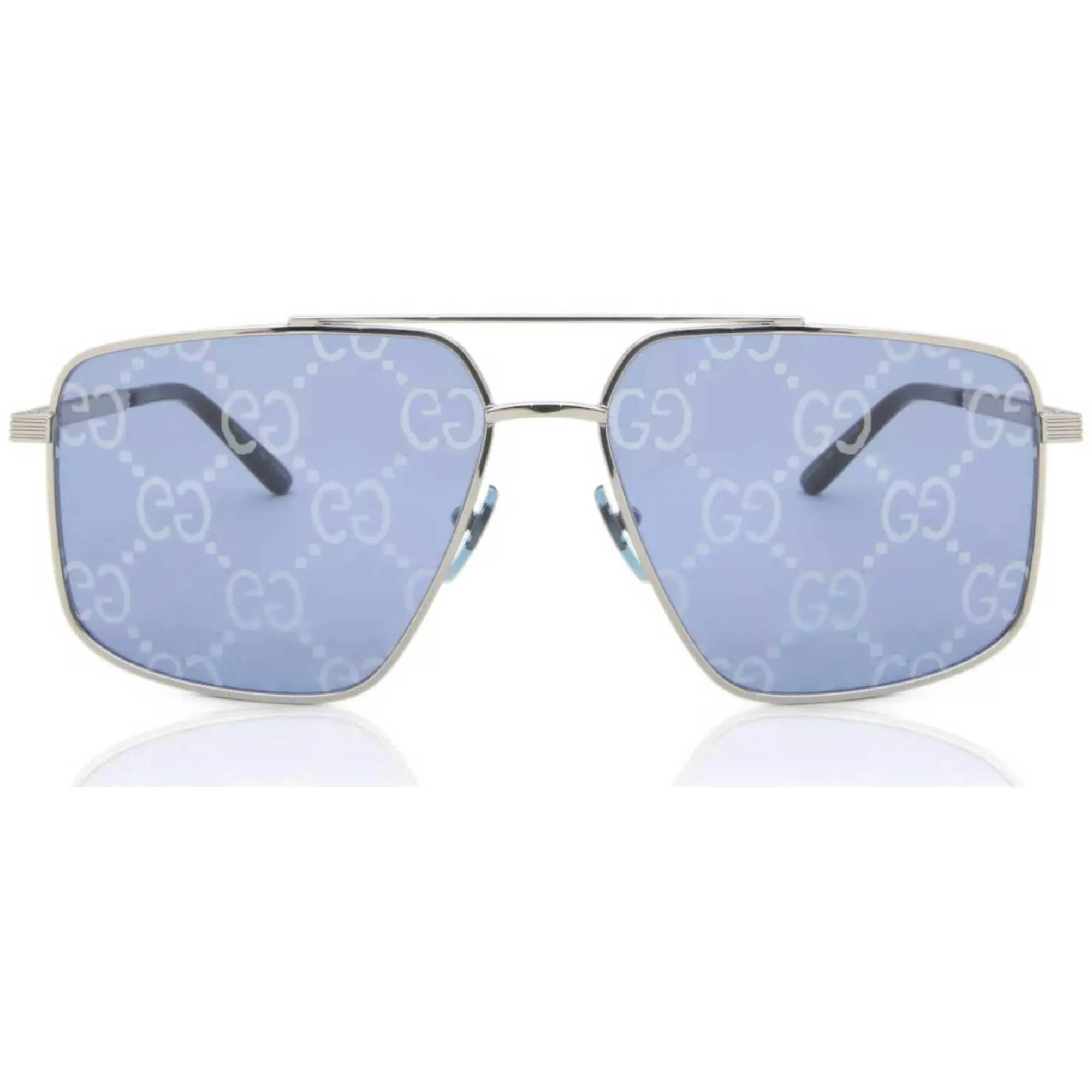Gucci Men's Sunglasses - Mirrored Lens Silver Pilot Shaped Metal Frame | GG0941S 004