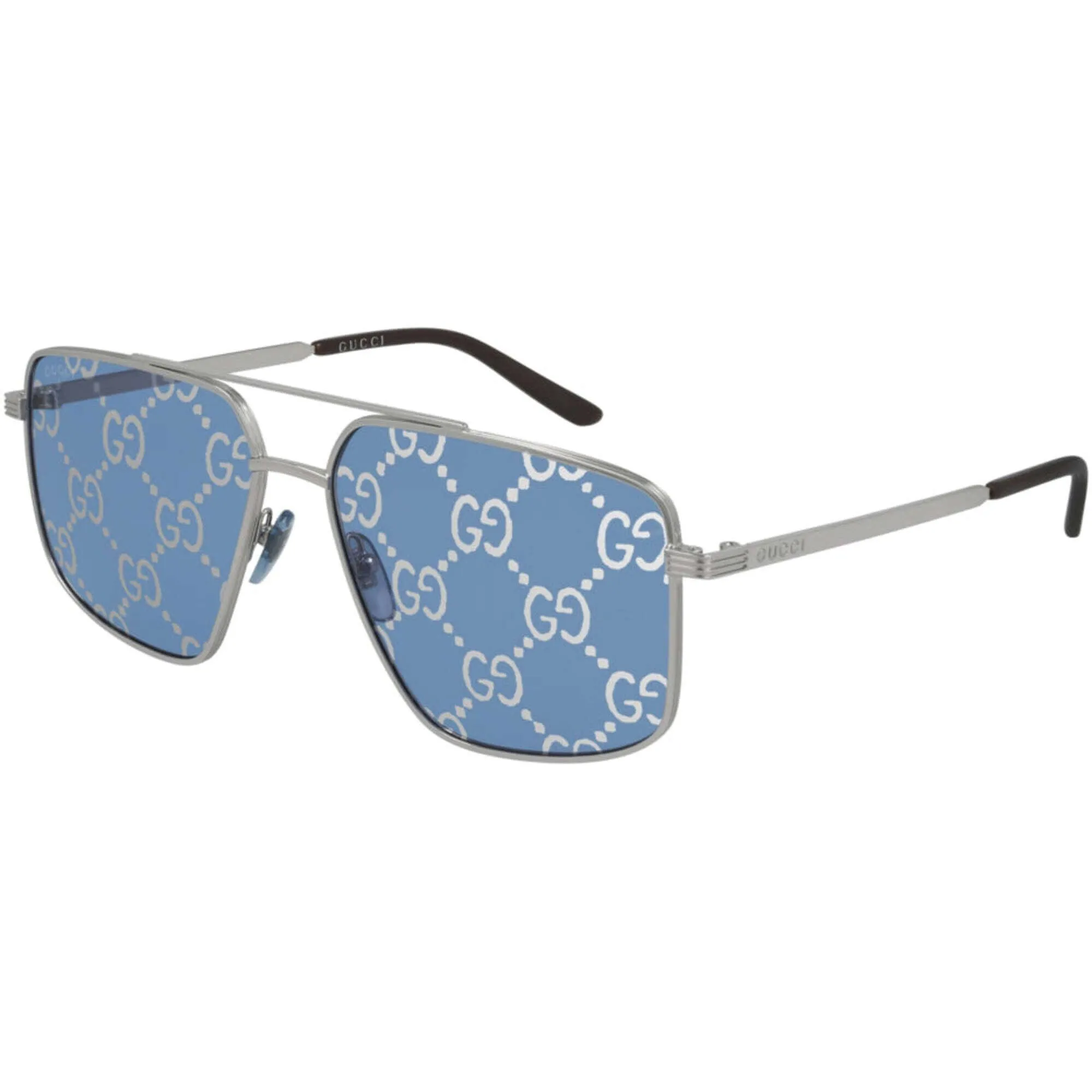 Gucci Men's Sunglasses - Mirrored Lens Silver Pilot Shaped Metal Frame | GG0941S 004