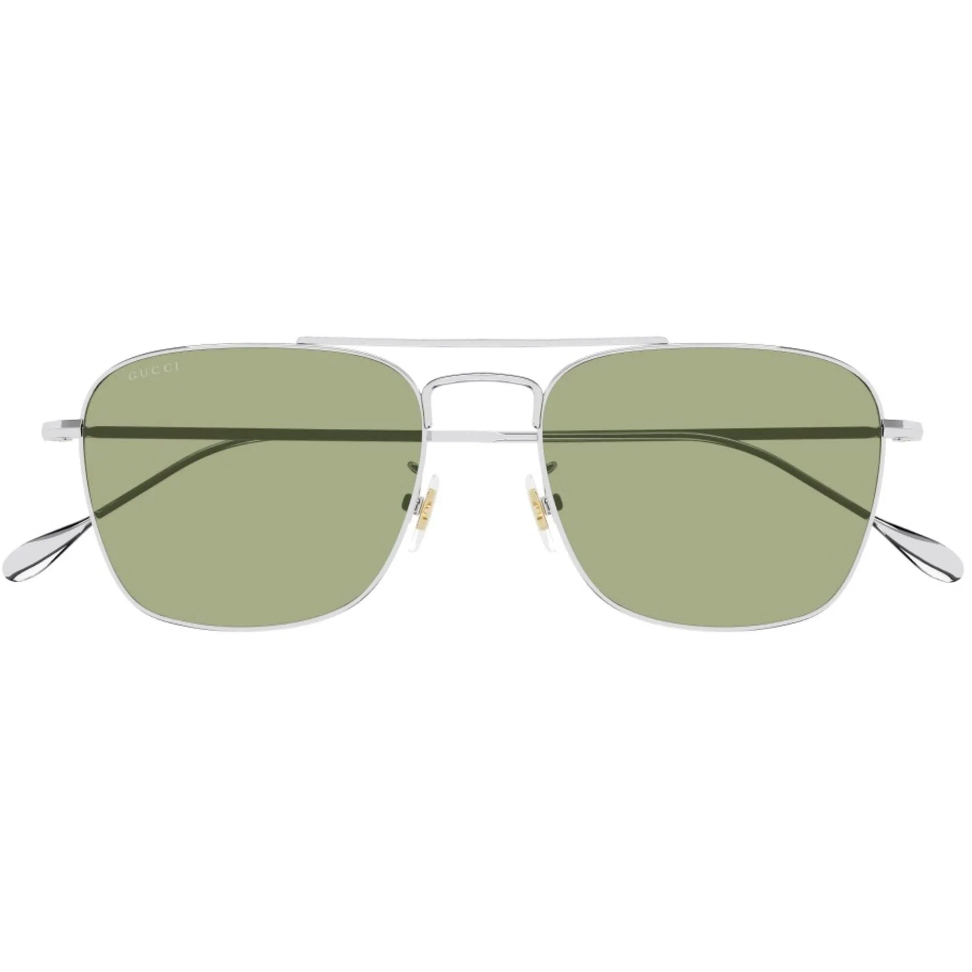 Gucci Men's Sunglasses - Silver Metal Pilot Full Rim Frame Green Lens | GG1183S 008