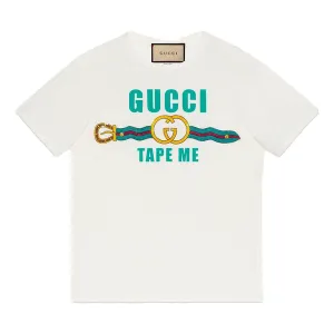 GUCCI Tape Me Cotton Jersey Tee 'White', white