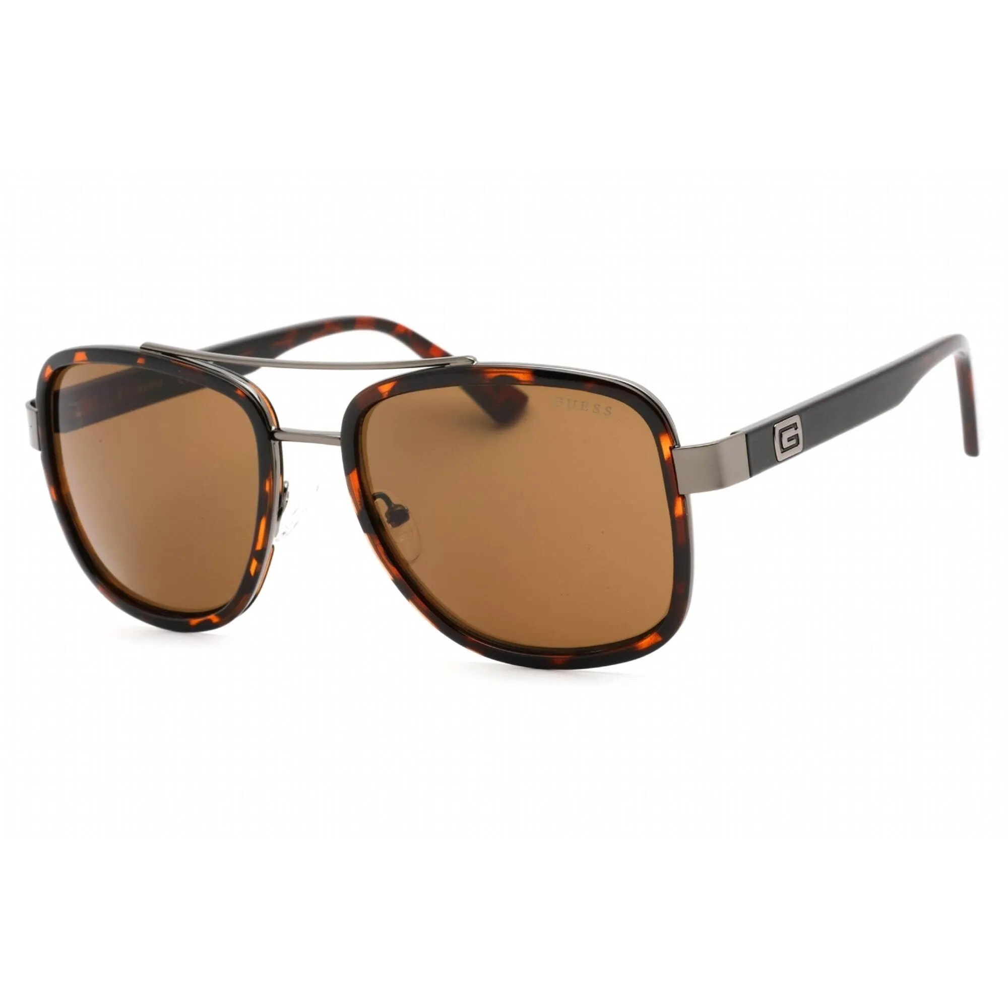 Guess Factory Men's Sunglasses - Full Rim Dark Havana Metal Pilot Frame | GF5091 52E