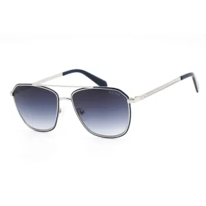 Guess Men's Sunglasses - Shiny Light Nickeltin/Blue Pilot Metal Frame | GU00046 10W