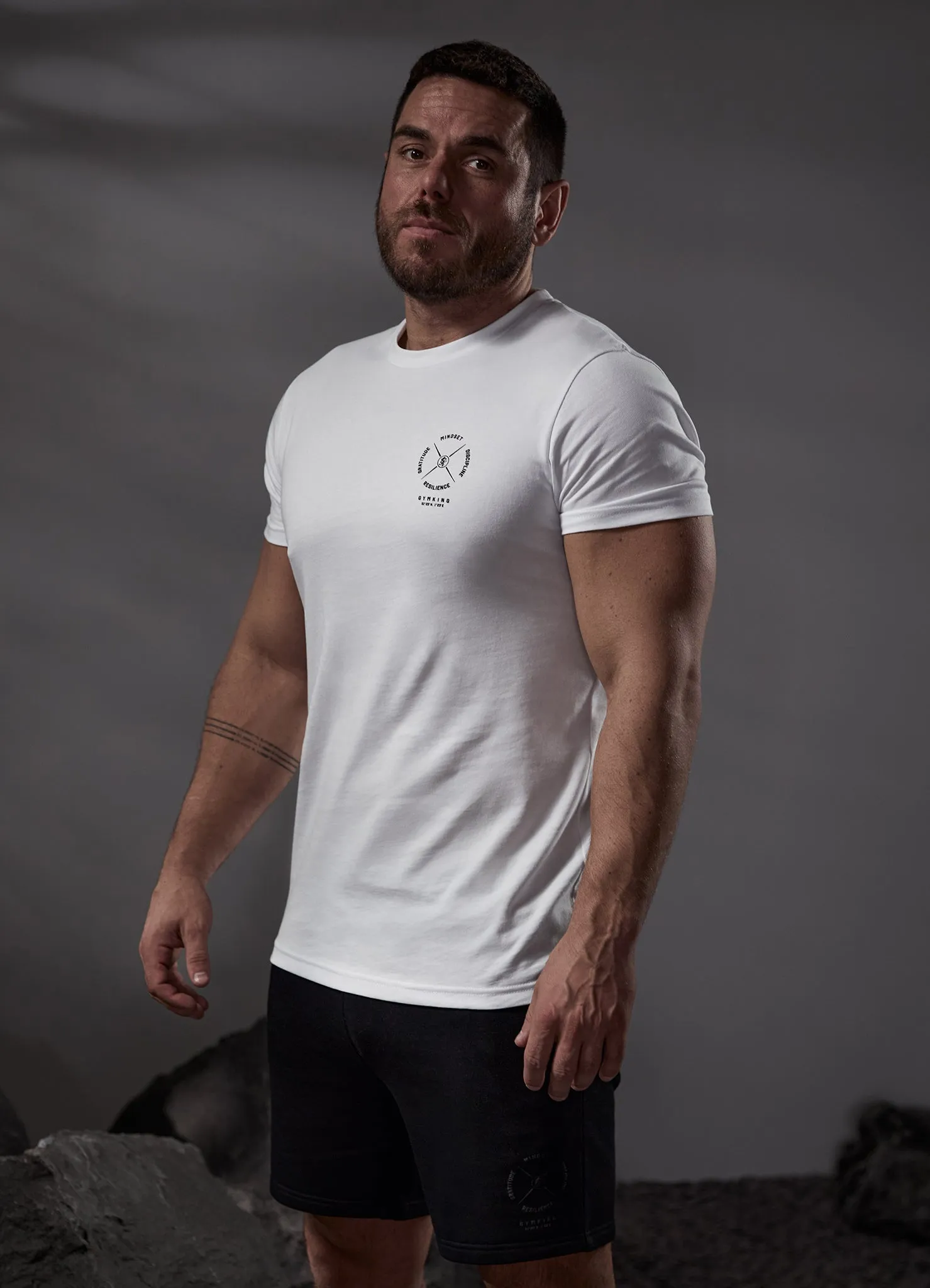 Gym King Compass Tee - White