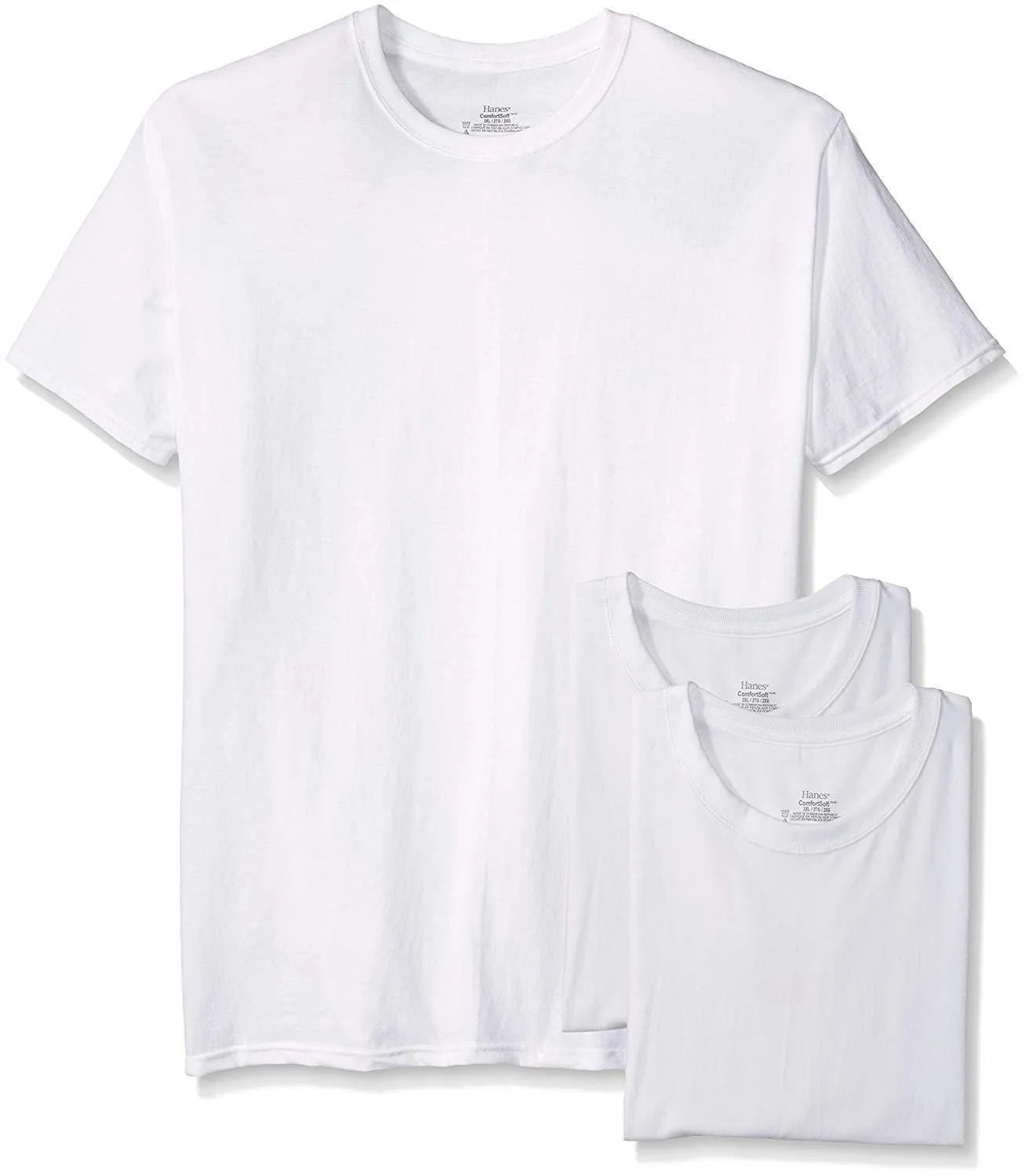 Hanes Men's 3 Pack Tagless Comfortsoft Crew Neck T-Shirts Undershirts