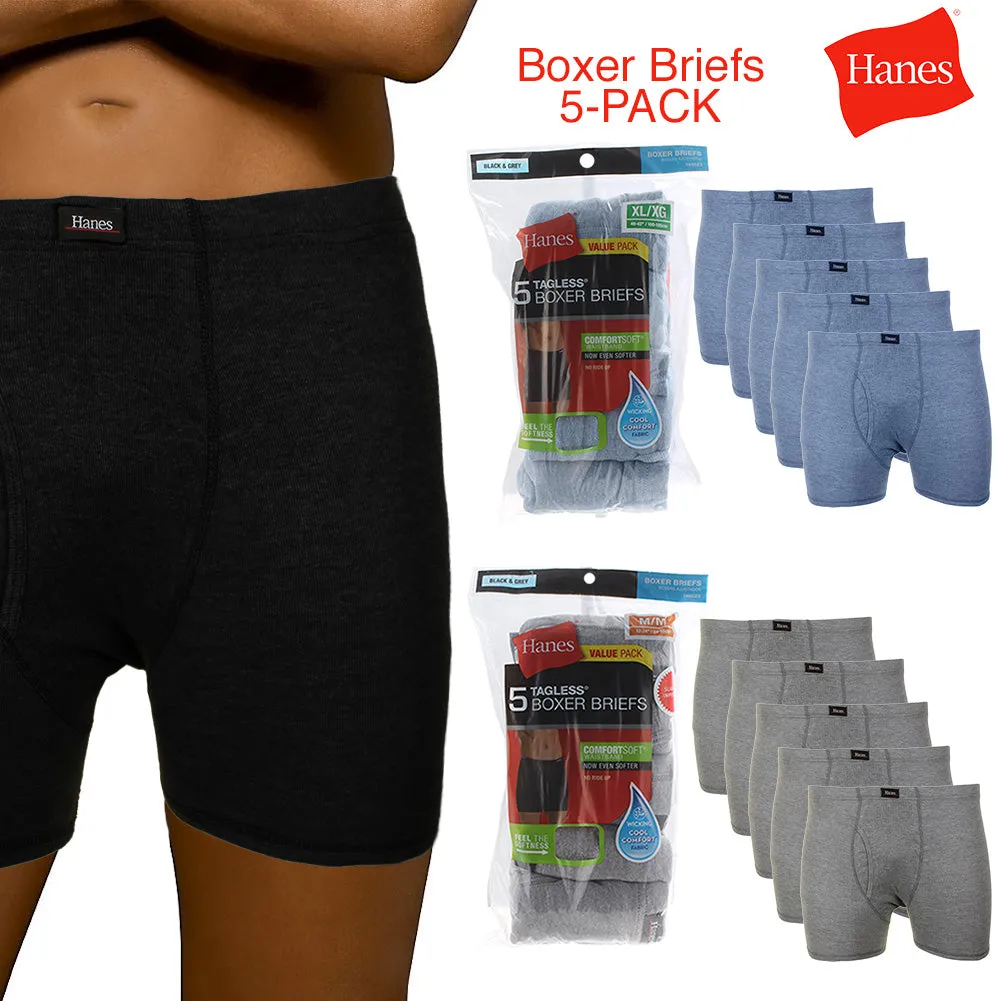 Hanes Men's 5 Pack Tagless Comfortsoft Waistband Boxer Briefs