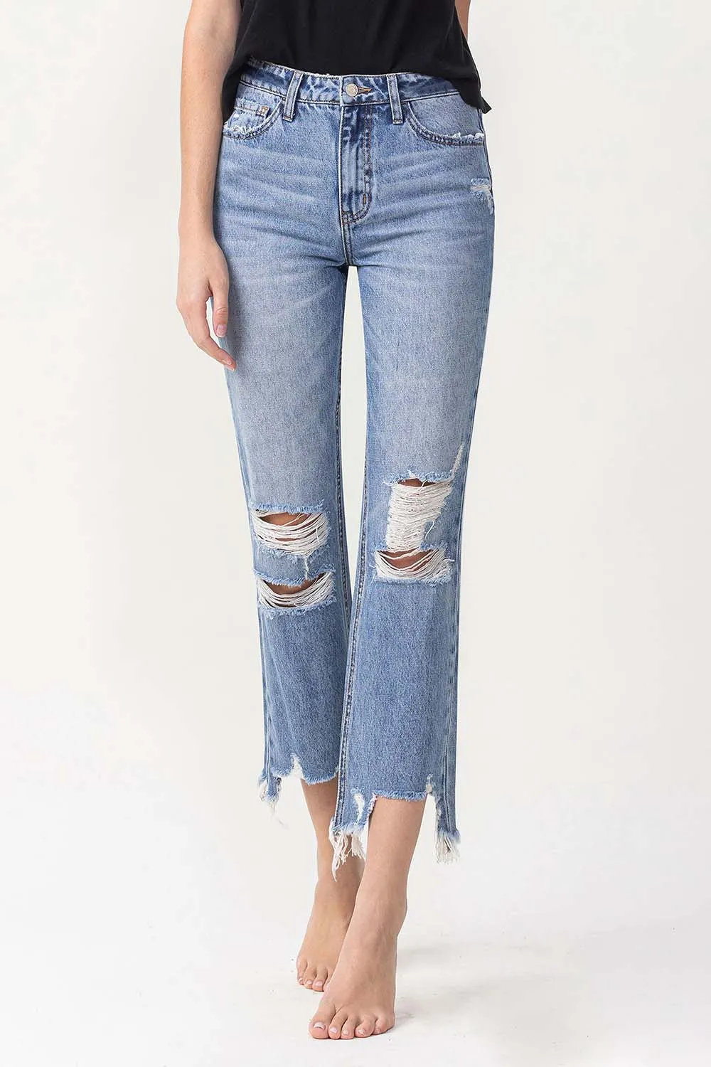 Hazel Blues® |  Lovervet High Rise Distressed Straight Jeans