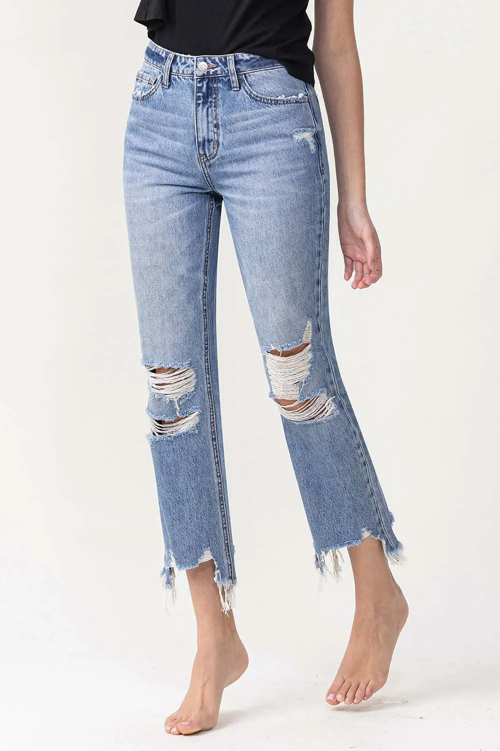 Hazel Blues® |  Lovervet High Rise Distressed Straight Jeans