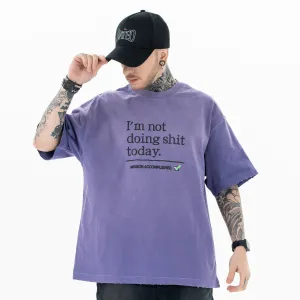 Heavy Basic Washed And Worn T-shirt Loose Cotton