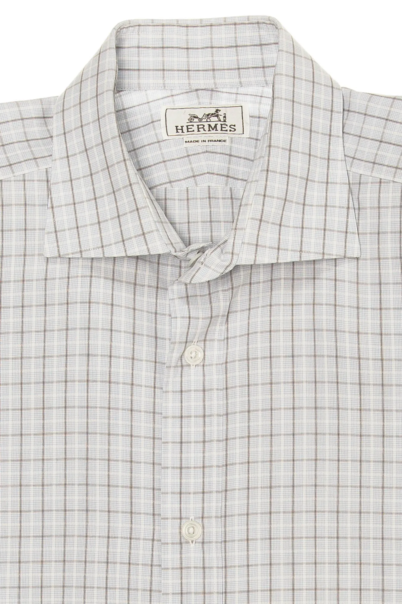 Hermes - Light Blue and Gray Checkered Button Down - IT 42