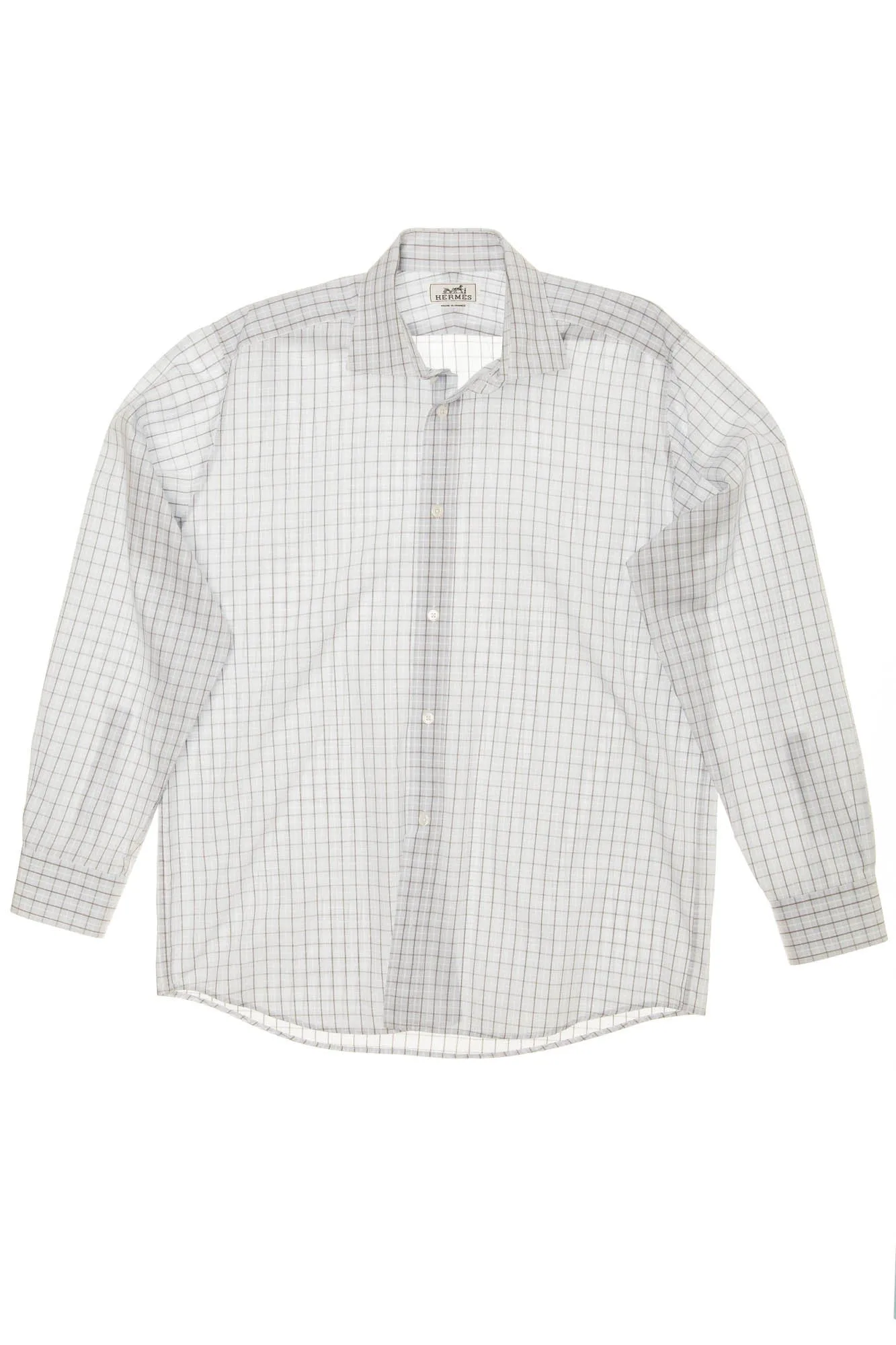 Hermes - Light Blue and Gray Checkered Button Down - IT 42