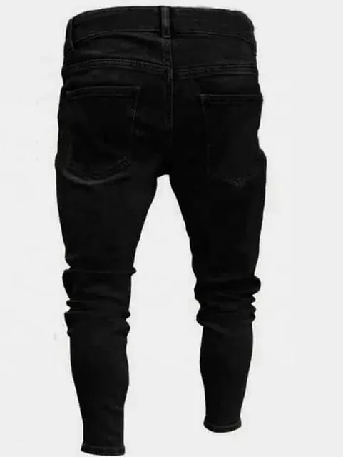 High Street Men Ripped Patched Jeans Custom Zipper Stretch Men's Skinny Denim Boyfriend Pants S S1294522