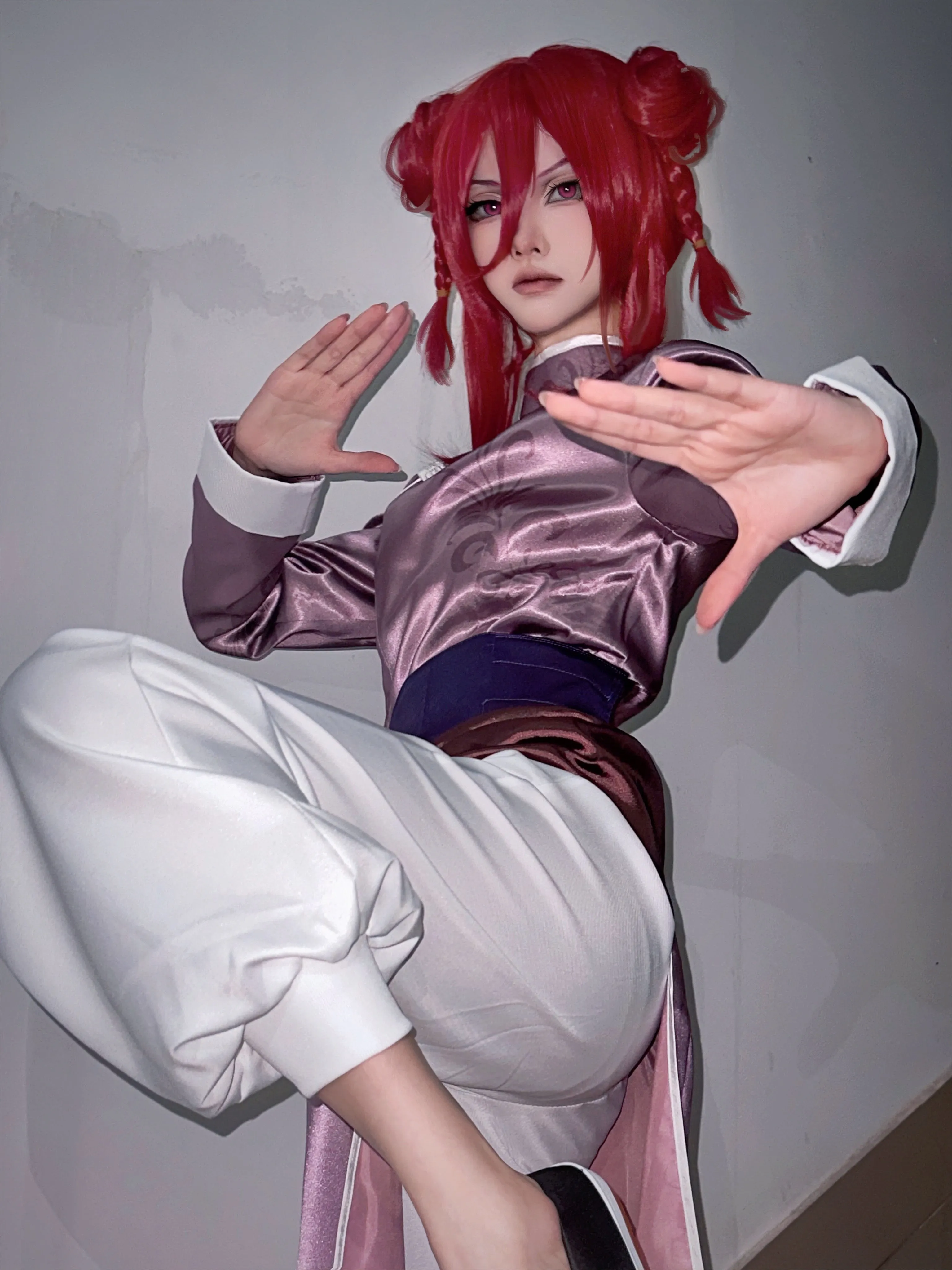 HOLOUN Blue Lock Anime Chigiri Cosplay China Costume kung Fu Tang Suit Wig Rose Net Sythetic Fibers Adjustable Size Gift Party