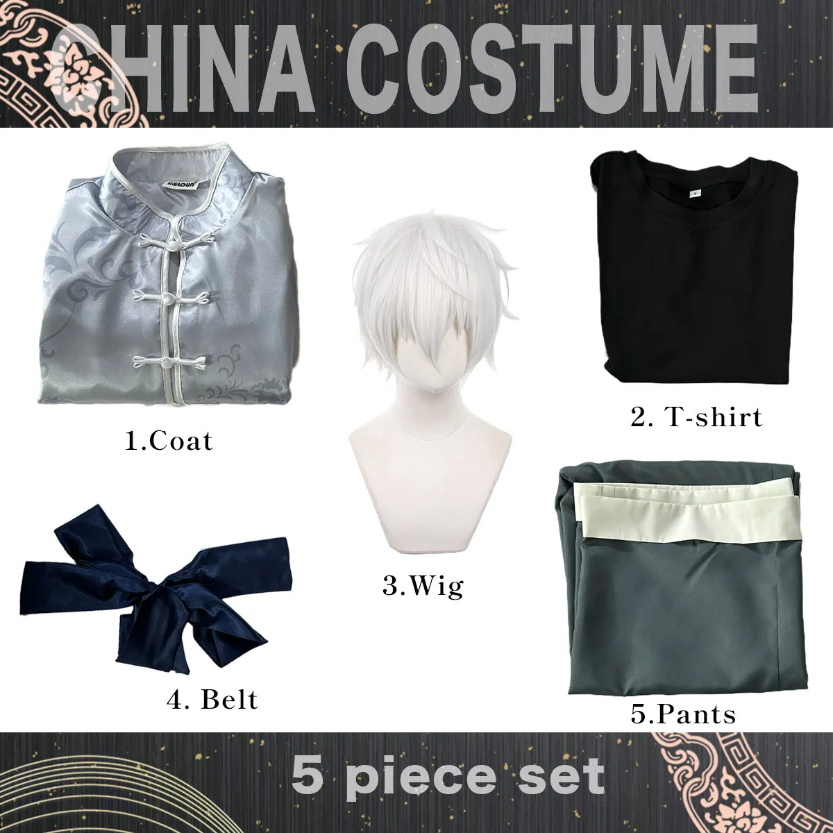 HOLOUN Blue Lock Anime Nagi Cosplay China Costume kung Fu Tang Suit Wig Rose Net Sythetic Fibers Adjustable Size Gift Party