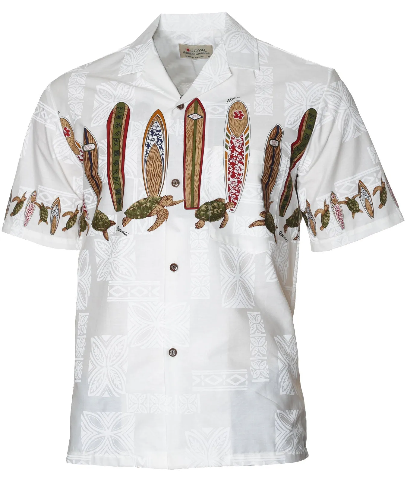 Honu Classic Surfboards Chest-Band Hawaiian Shirt