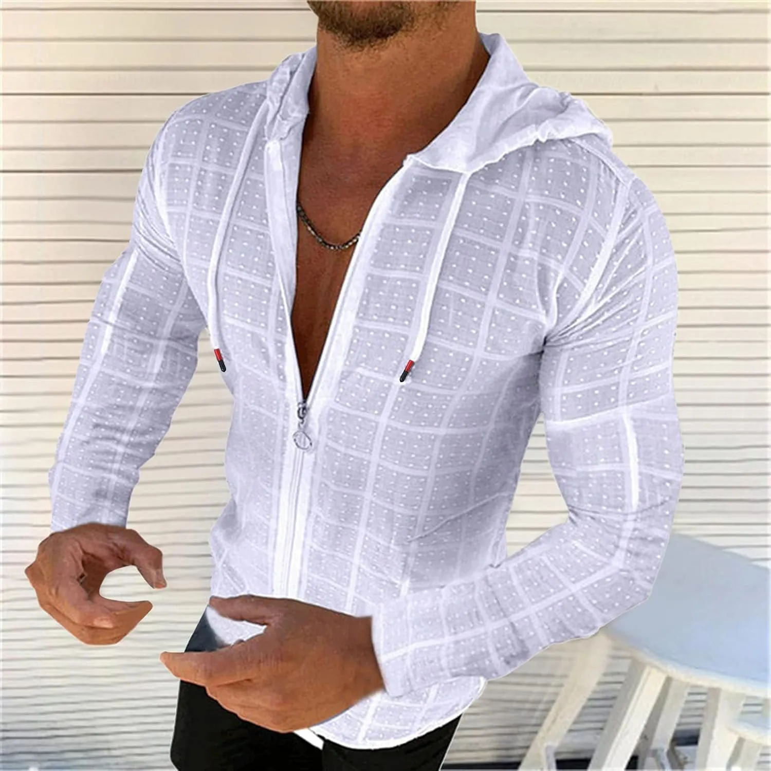 Hoodies for Men Long Cardigan Open Front Draped Lightweight Casual Slim Hooded shirt