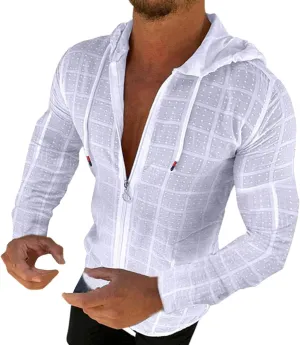 Hoodies for Men Long Cardigan Open Front Draped Lightweight Casual Slim Hooded shirt