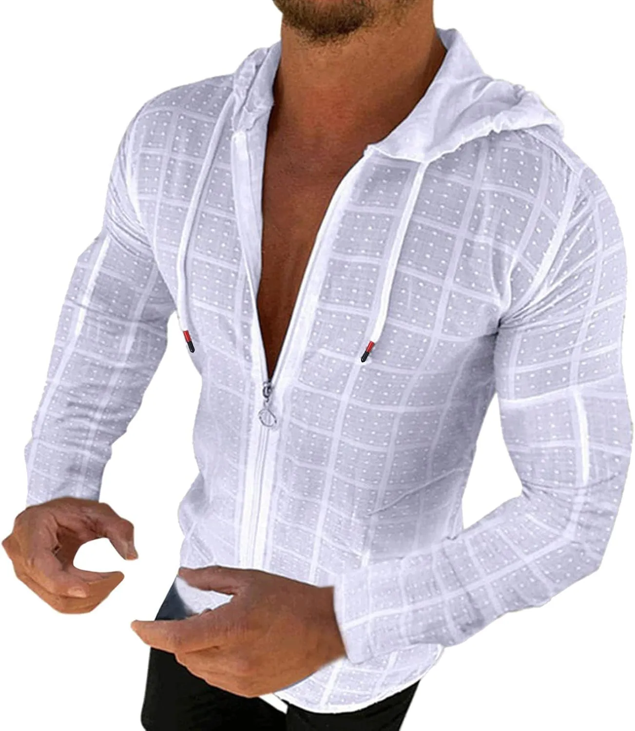Hoodies for Men Long Cardigan Open Front Draped Lightweight Casual Slim Hooded shirt