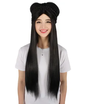 HPO Adult Women's Black Chinese Traditional Long Hanfu Wig| Cosplay Wig| Flame-retardant Synthetic Fiber