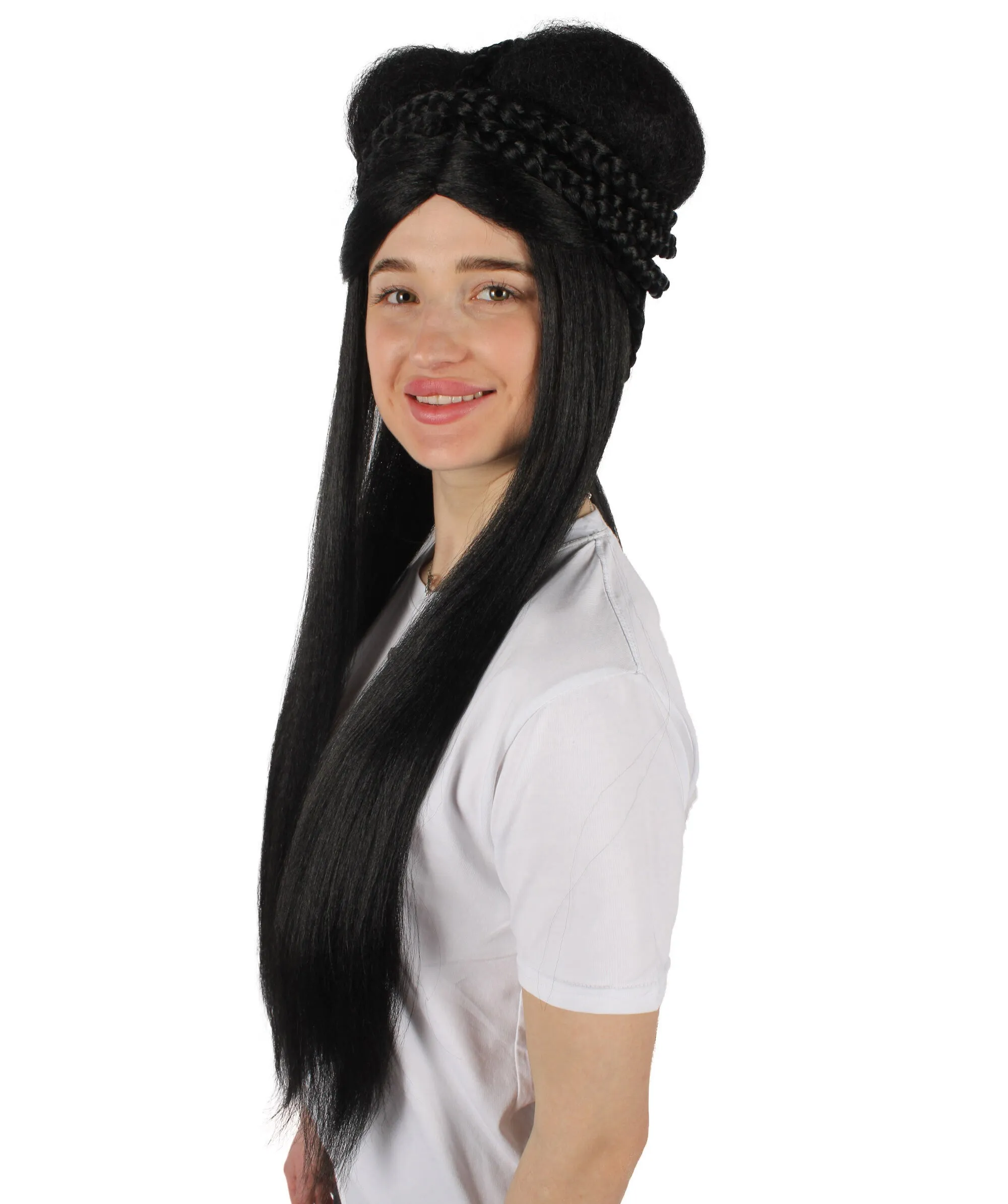 HPO Adult Women's Black Chinese Traditional Long Hanfu Wig| Cosplay Wig| Flame-retardant Synthetic Fiber
