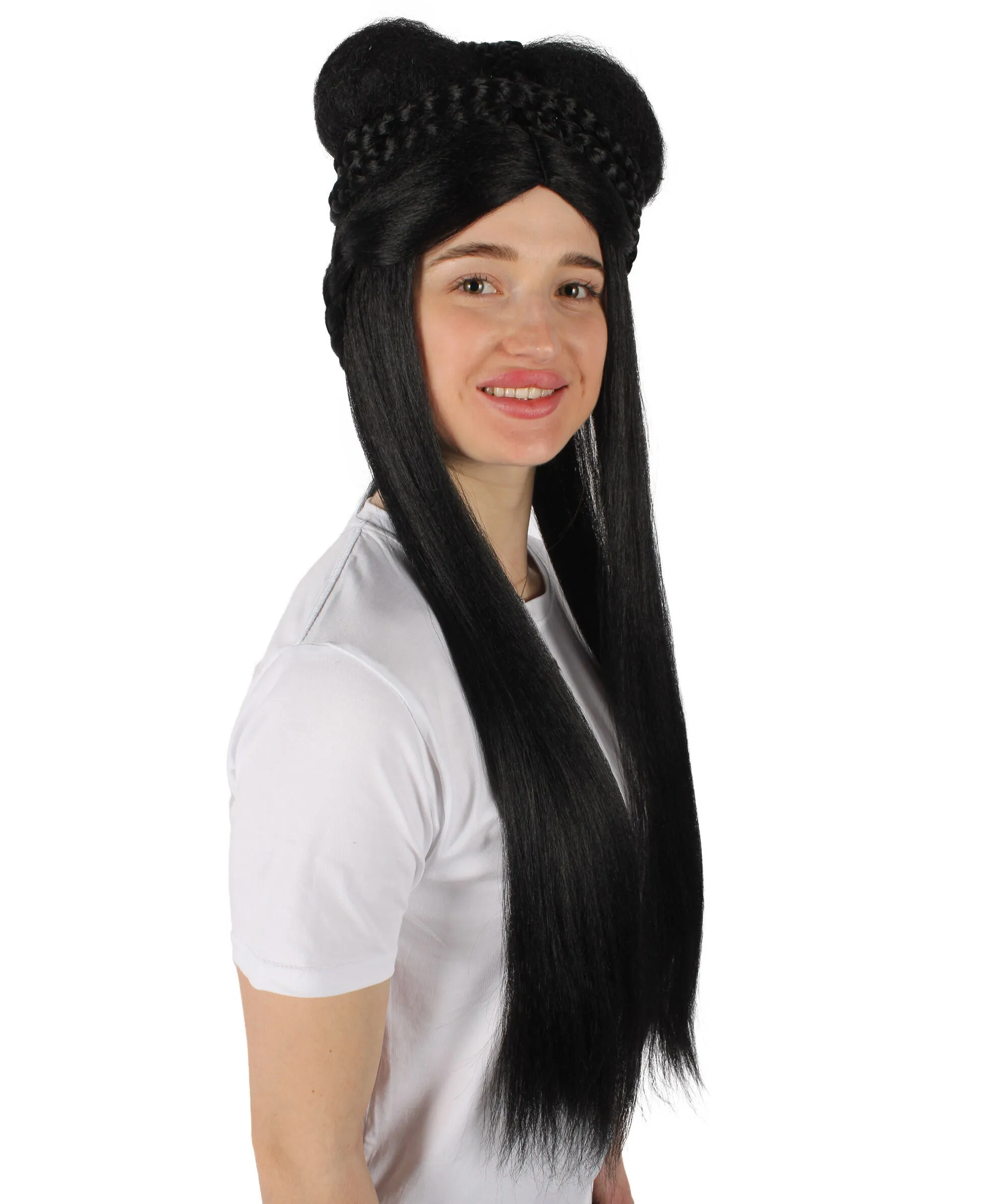 HPO Adult Women's Black Chinese Traditional Long Hanfu Wig| Cosplay Wig| Flame-retardant Synthetic Fiber