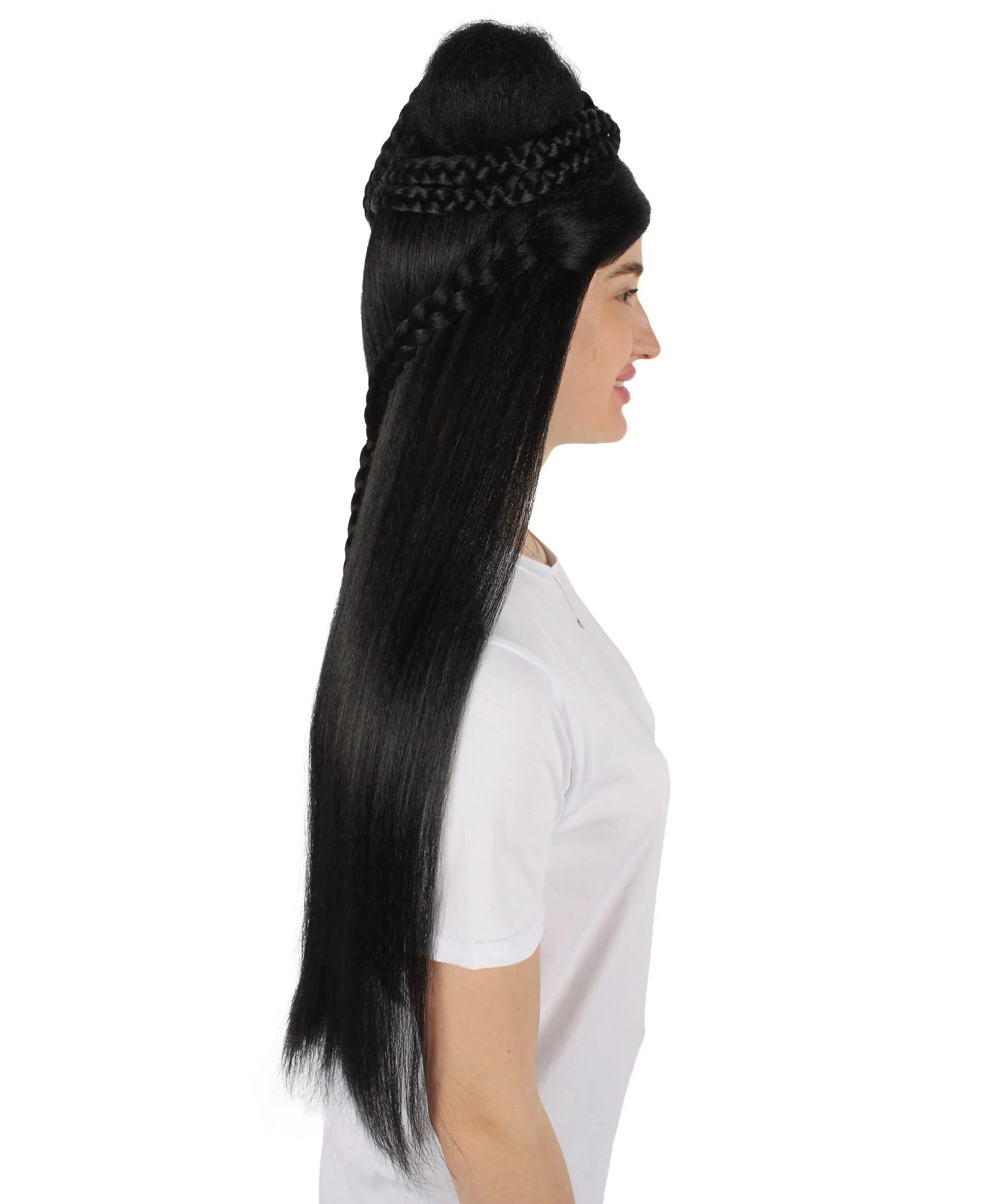 HPO Adult Women's Black Chinese Traditional Long Hanfu Wig| Cosplay Wig| Flame-retardant Synthetic Fiber