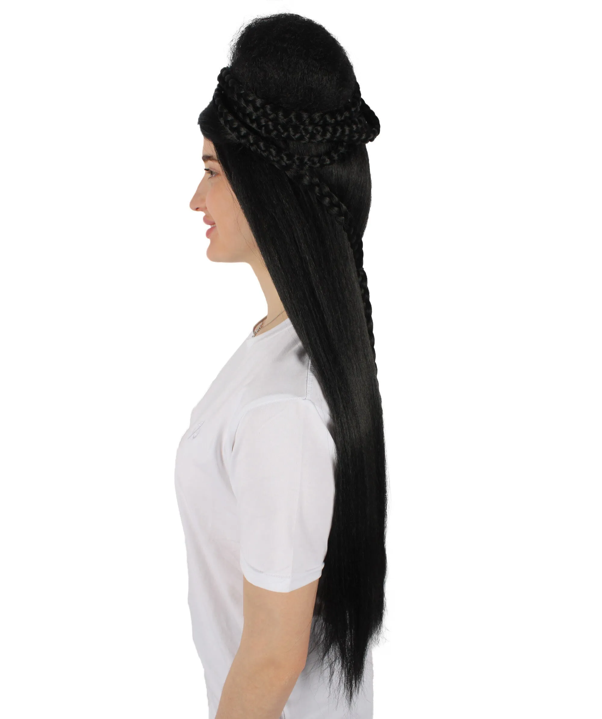 HPO Adult Women's Black Chinese Traditional Long Hanfu Wig| Cosplay Wig| Flame-retardant Synthetic Fiber