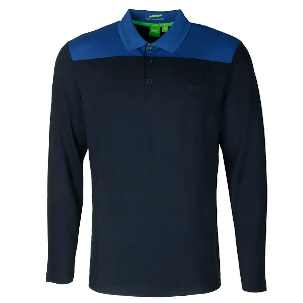 Hugo Boss Green Men's Pleesy 1 Long Sleeve Slim Fit Stretch Polo Shirt