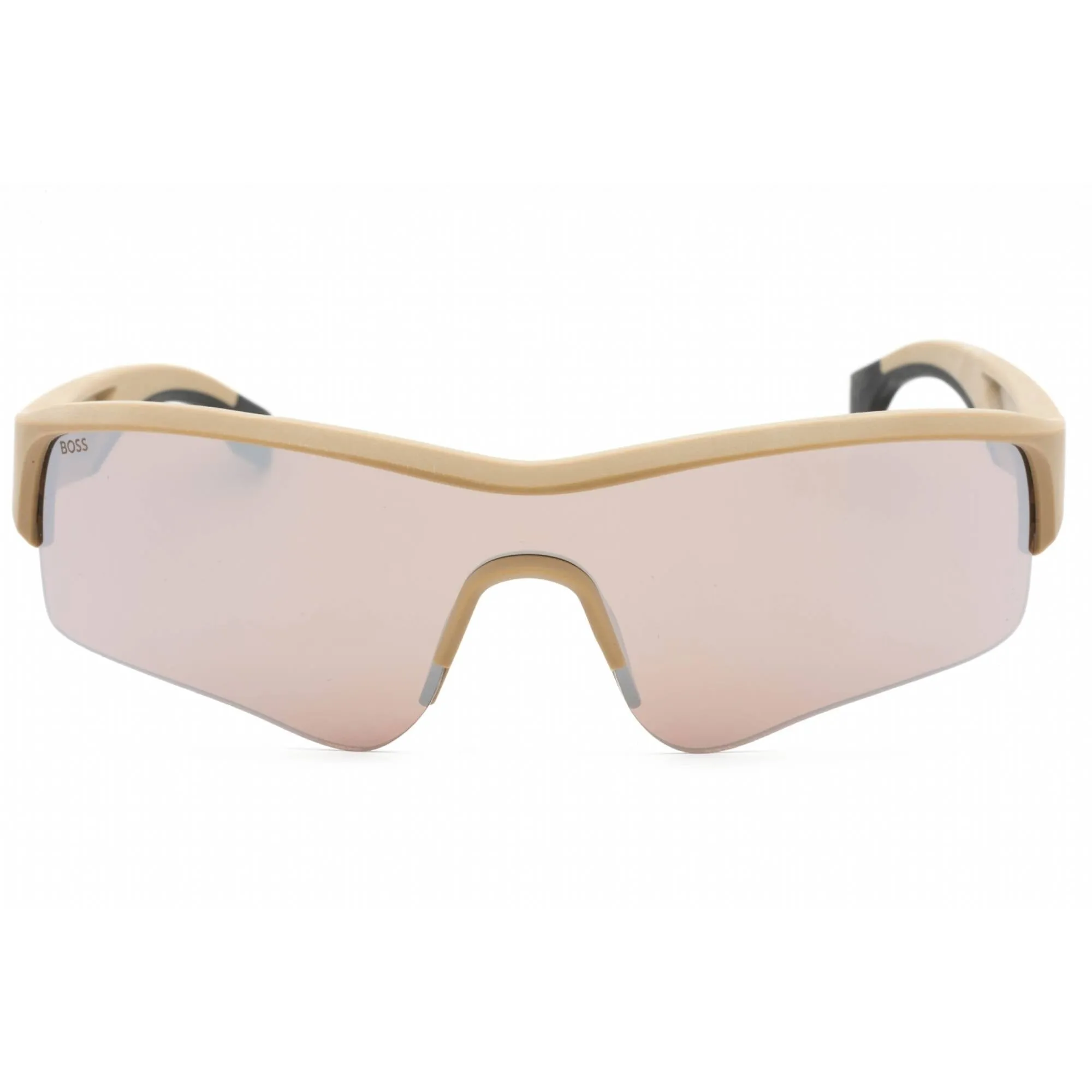 Hugo Boss Men's Sunglasses - Beige Shield Shape Half Rim Frame | BOSS 1607/S 010A TI