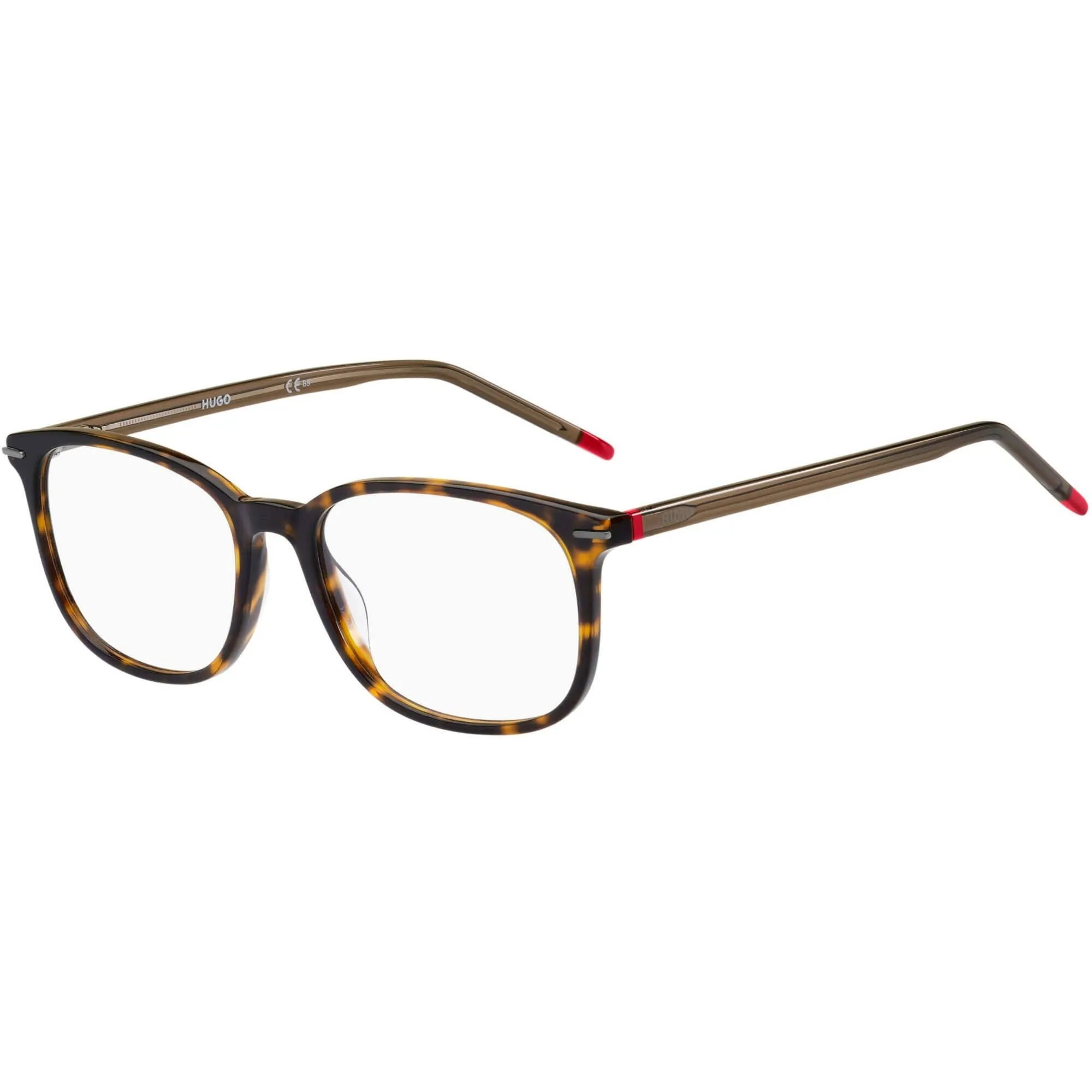 Hugo Men's Eyeglasses - Havana Rectangular Acetate Frame Demo Lens | HG 1171 086