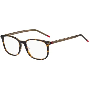 Hugo Men's Eyeglasses - Havana Rectangular Acetate Frame Demo Lens | HG 1171 086