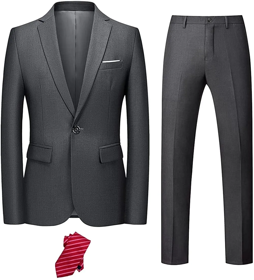 Hunter Green Men's Slim Fit 2pc Suit with Tie