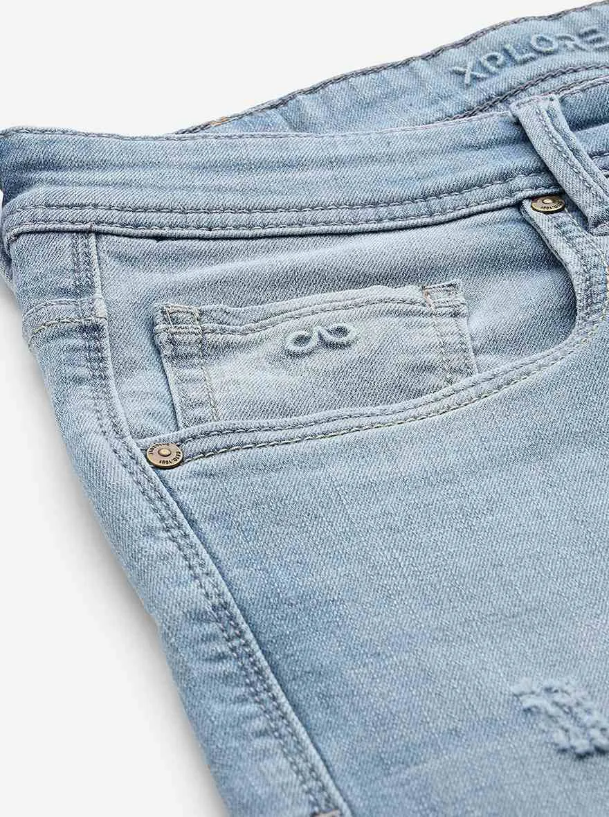 Ice Blue Solid Rider Fit Jeans | JadeBlue