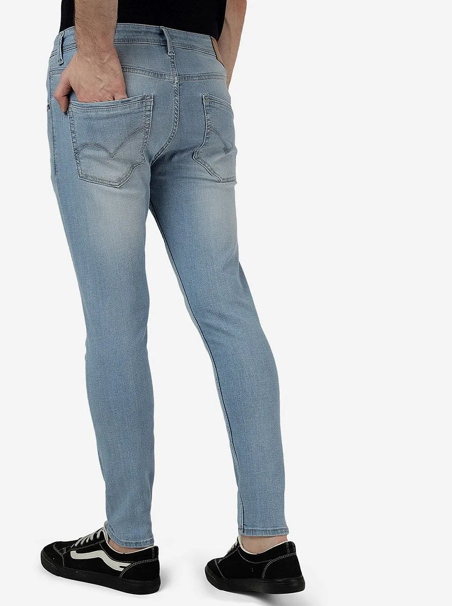 Ice Blue Solid Rider Fit Jeans | JadeBlue