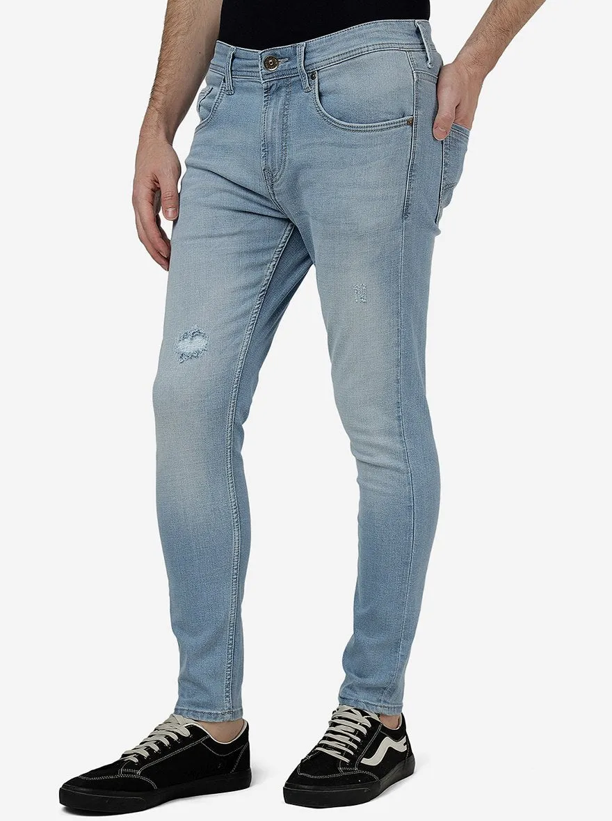 Ice Blue Solid Rider Fit Jeans | JadeBlue