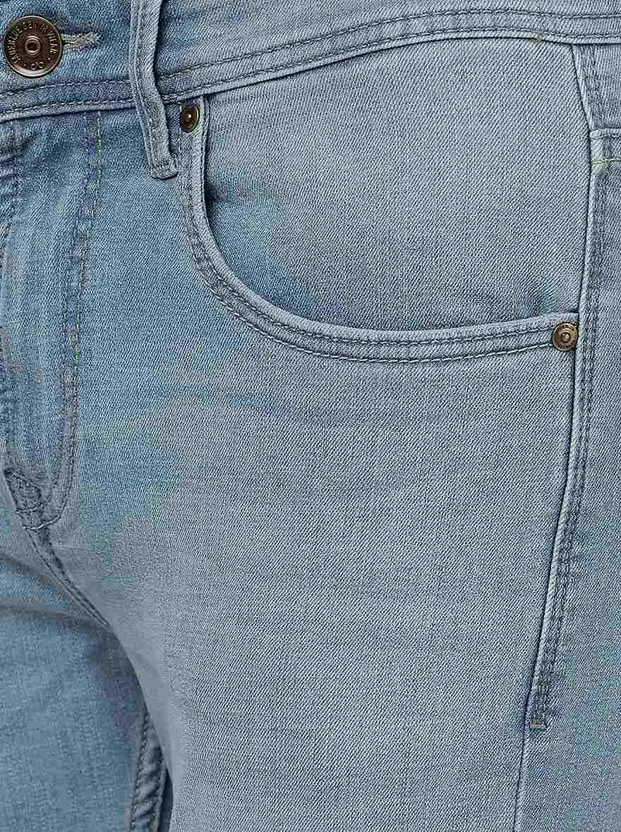 Ice Blue Solid Rider Fit Jeans | JadeBlue