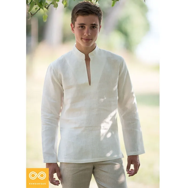 India Collar 100% Organic Hemp Tranquility Shirt (Unisex; Closeout - Final Sale)