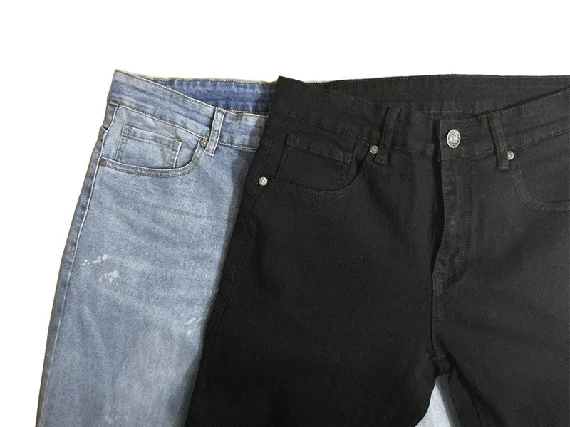 Individuality Men's Large Ripped Jeans Mid Waisted Straight Pants