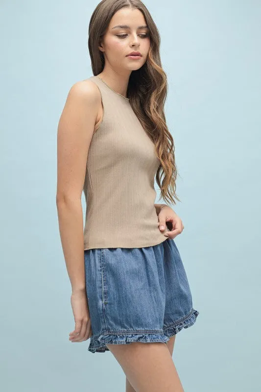 it's giving girlhood ruffled denim short