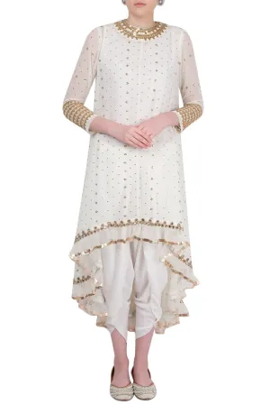 Ivory Georgette Kurta with Dhoti Pants
