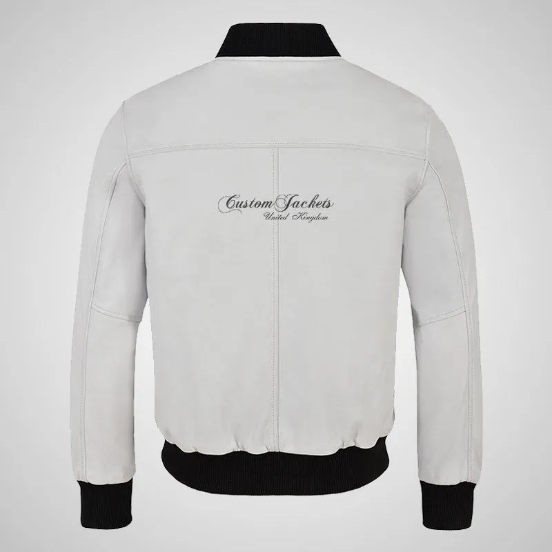 JACK Mens Bomber Leather Jacket Classic Varsity Style