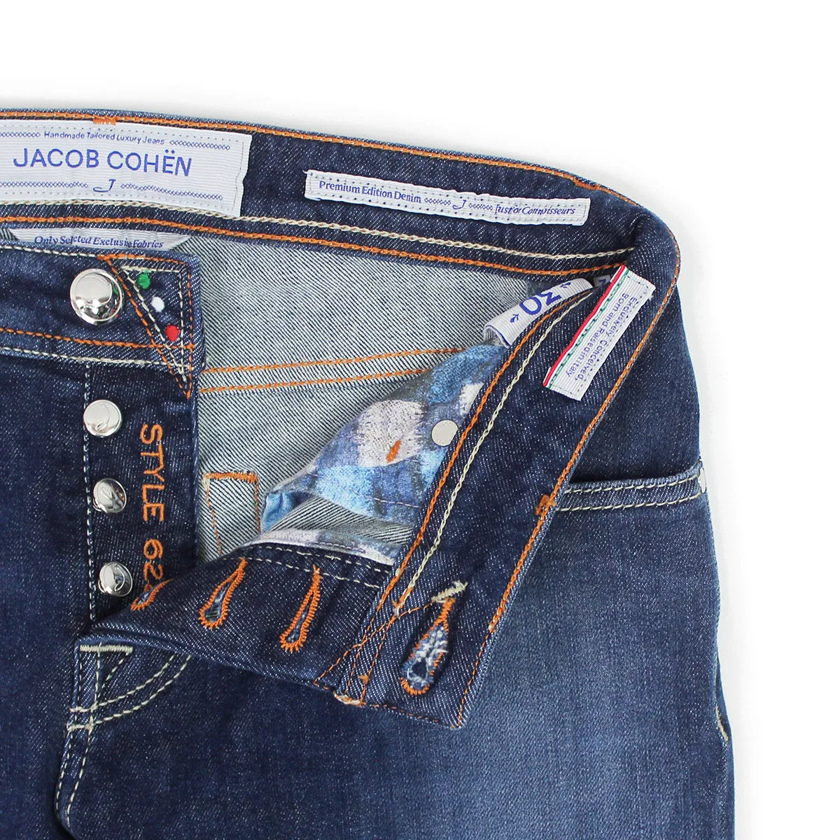 Jacob Cohen - J622 Comf Tan Badge Jeans in Mid Wash
