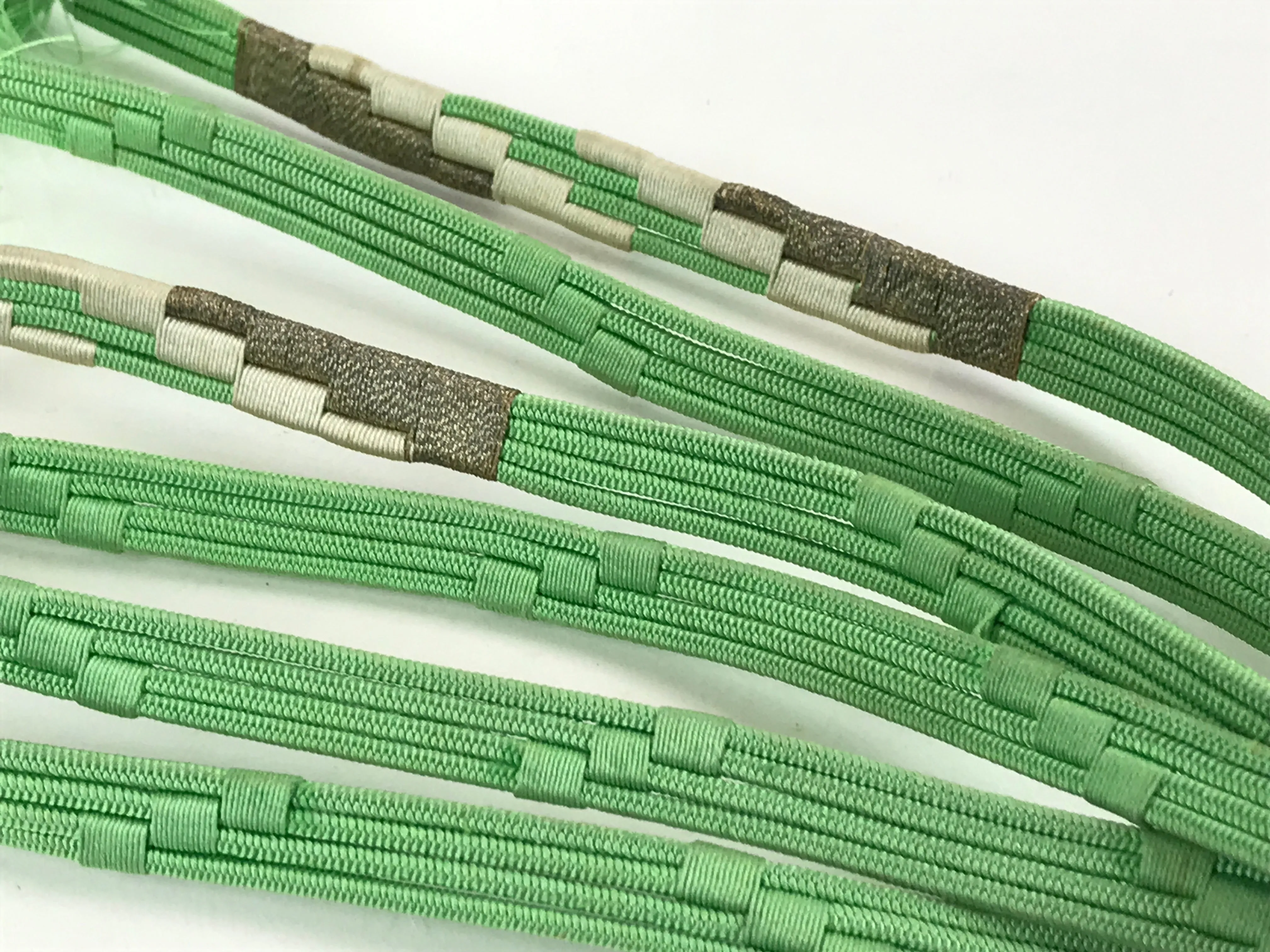 Japanese Obijime Kimono Accessory Silk Kumihimo Vtg Kimono Cord Green OJ178