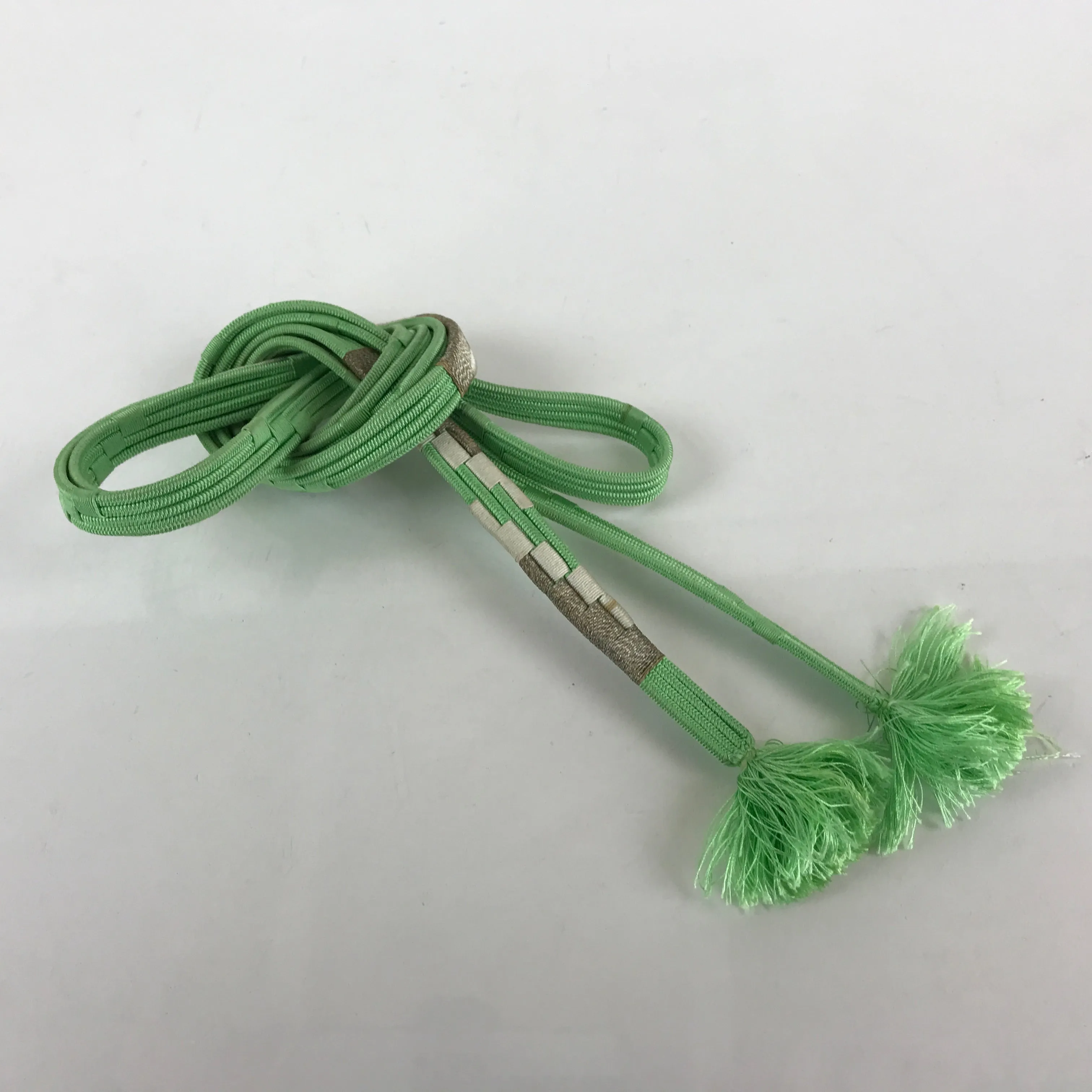 Japanese Obijime Kimono Accessory Silk Kumihimo Vtg Kimono Cord Green OJ178